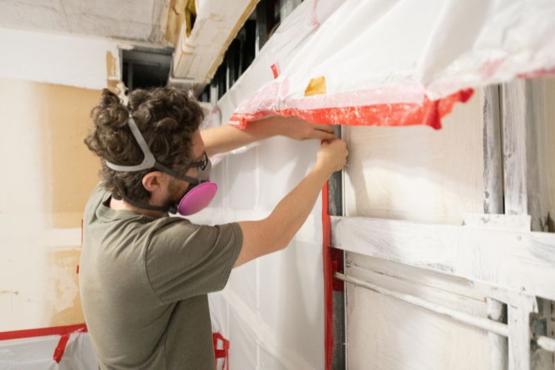 mould expert checking for mould in newly built house